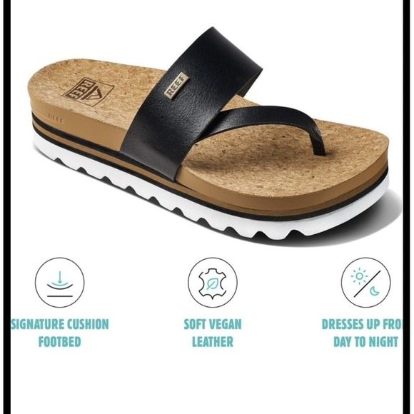 Reef Shoes - Reef Cushion Sol Hi Womens Black Open Toe Slip On Sandal NWOT - Size 11